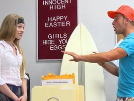 Skinny Avril Hall Fucks A Surfer Jock After Class