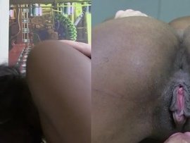 Thick White Cum On Her Luscious Ebony Lips